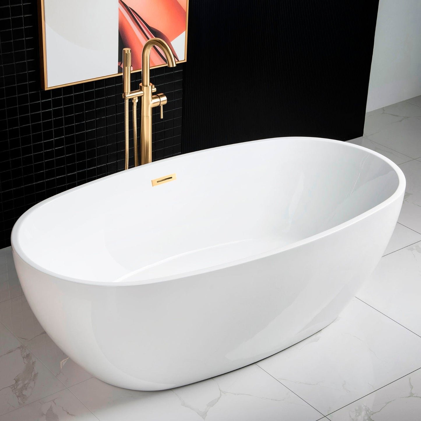 WOODBRIDGE 67" Acrylic Freestanding Bathtub Contemporary Soaking Tub
