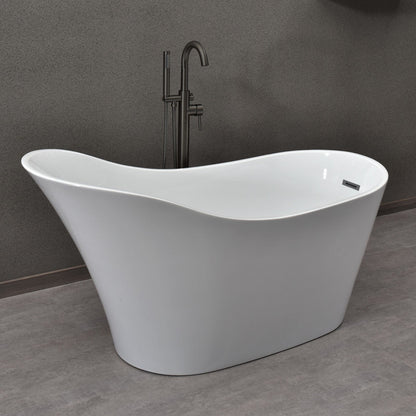 WOODBRIDGE 59" Acrylic Freestanding Bathtub Contemporary Soaking Tub