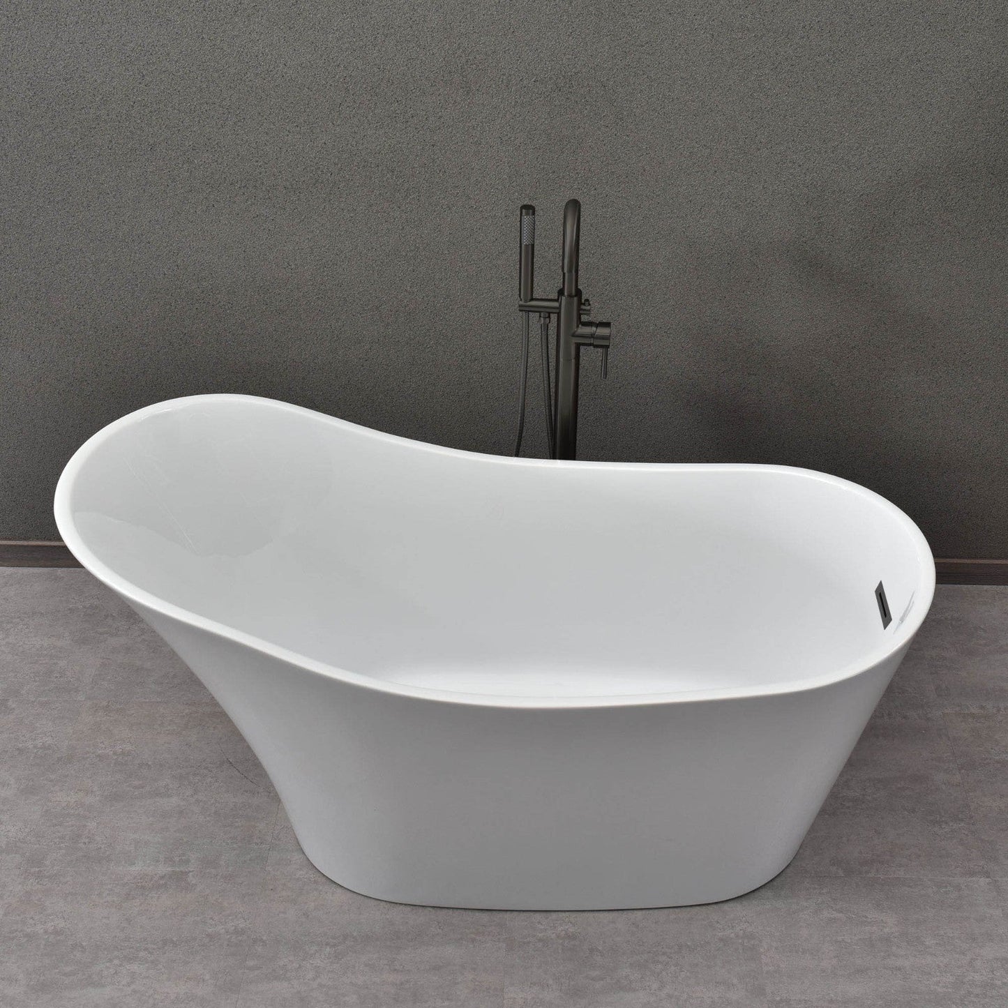 WOODBRIDGE 59" Acrylic Freestanding Bathtub Contemporary Soaking Tub