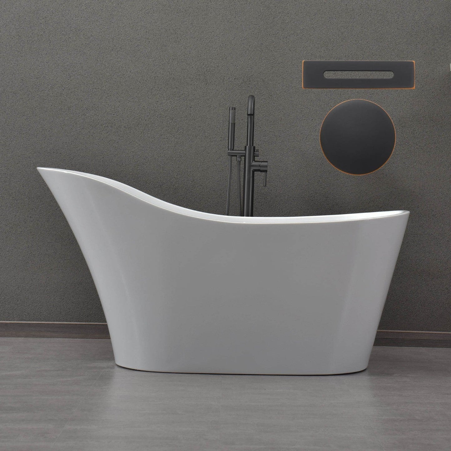 WOODBRIDGE 59" Acrylic Freestanding Bathtub Contemporary Soaking Tub