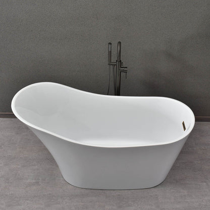 WOODBRIDGE 59" Acrylic Freestanding Bathtub Contemporary Soaking Tub
