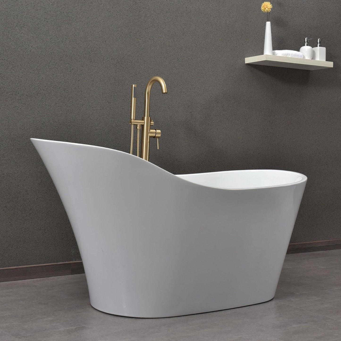 WOODBRIDGE 59" Acrylic Freestanding Bathtub Contemporary Soaking Tub