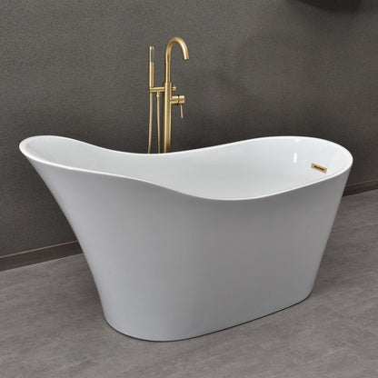 WOODBRIDGE 59" Acrylic Freestanding Bathtub Contemporary Soaking Tub