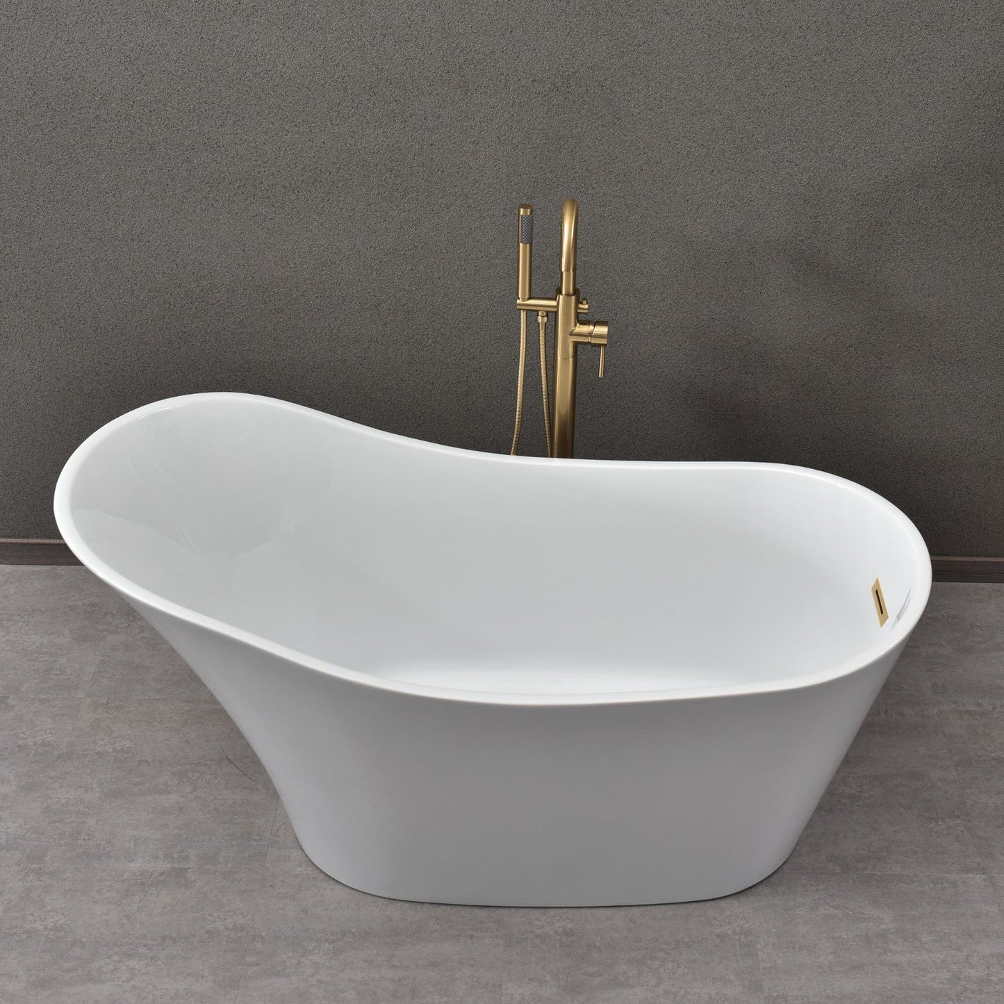 WOODBRIDGE 59" Acrylic Freestanding Bathtub Contemporary Soaking Tub