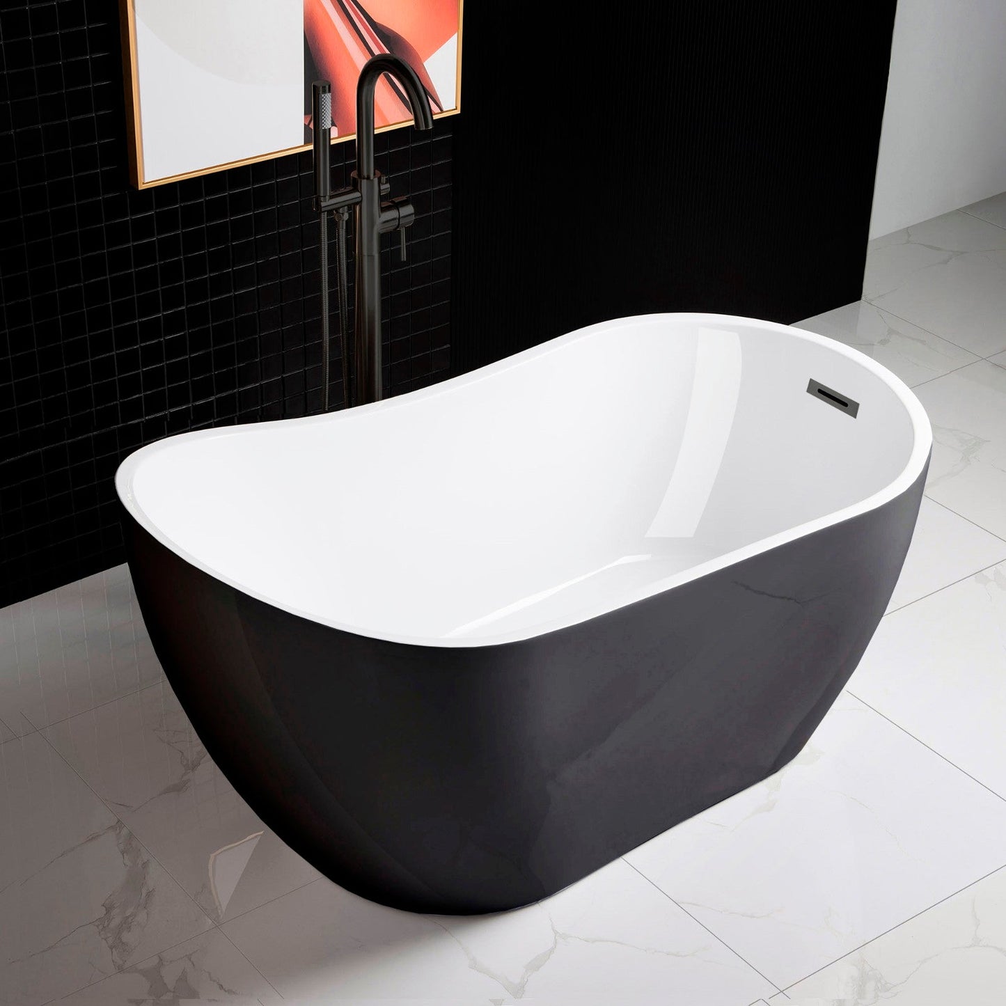 WOODBRIDGE B-1807 Acrylic Freestanding Contemporary Soaking Tub