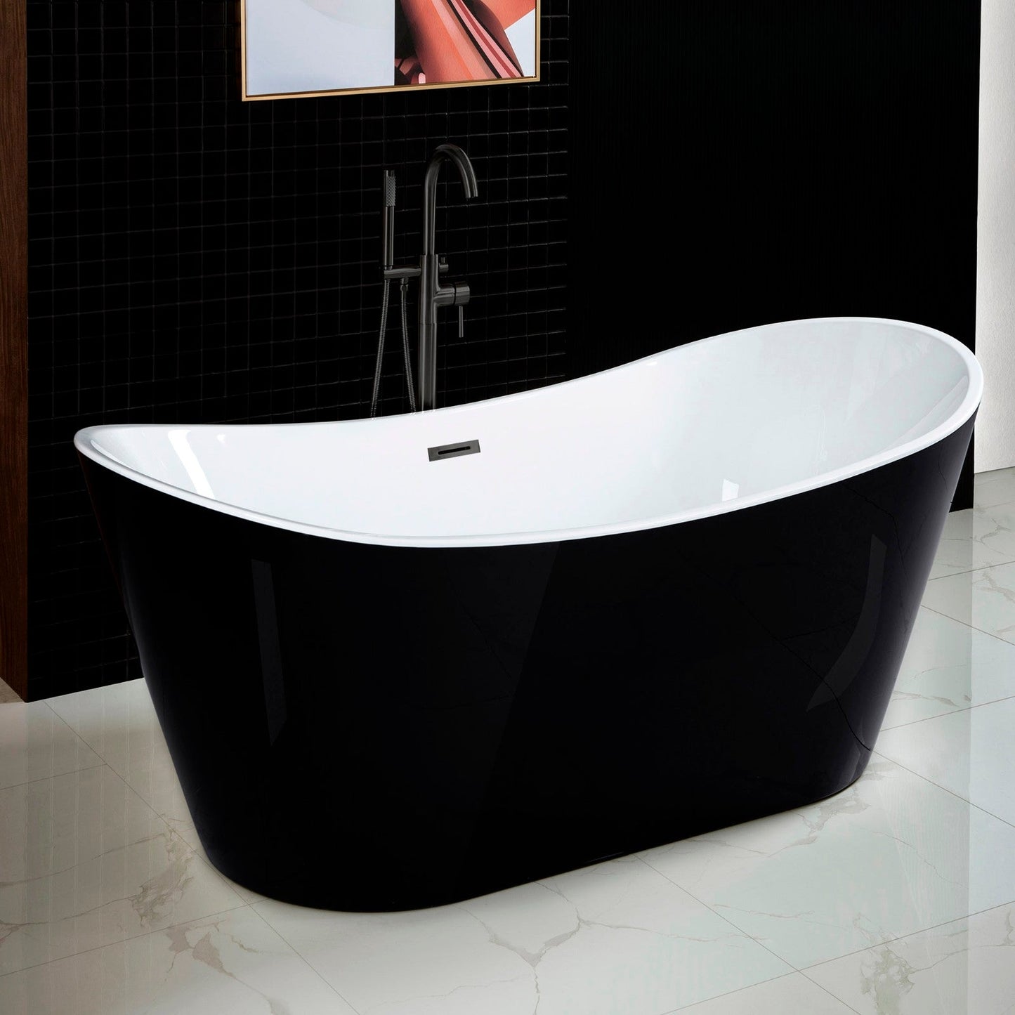 WOODBRIDGE B-1815 67" Acrylic Freestanding Bathtub Contemporary Soaking Tub