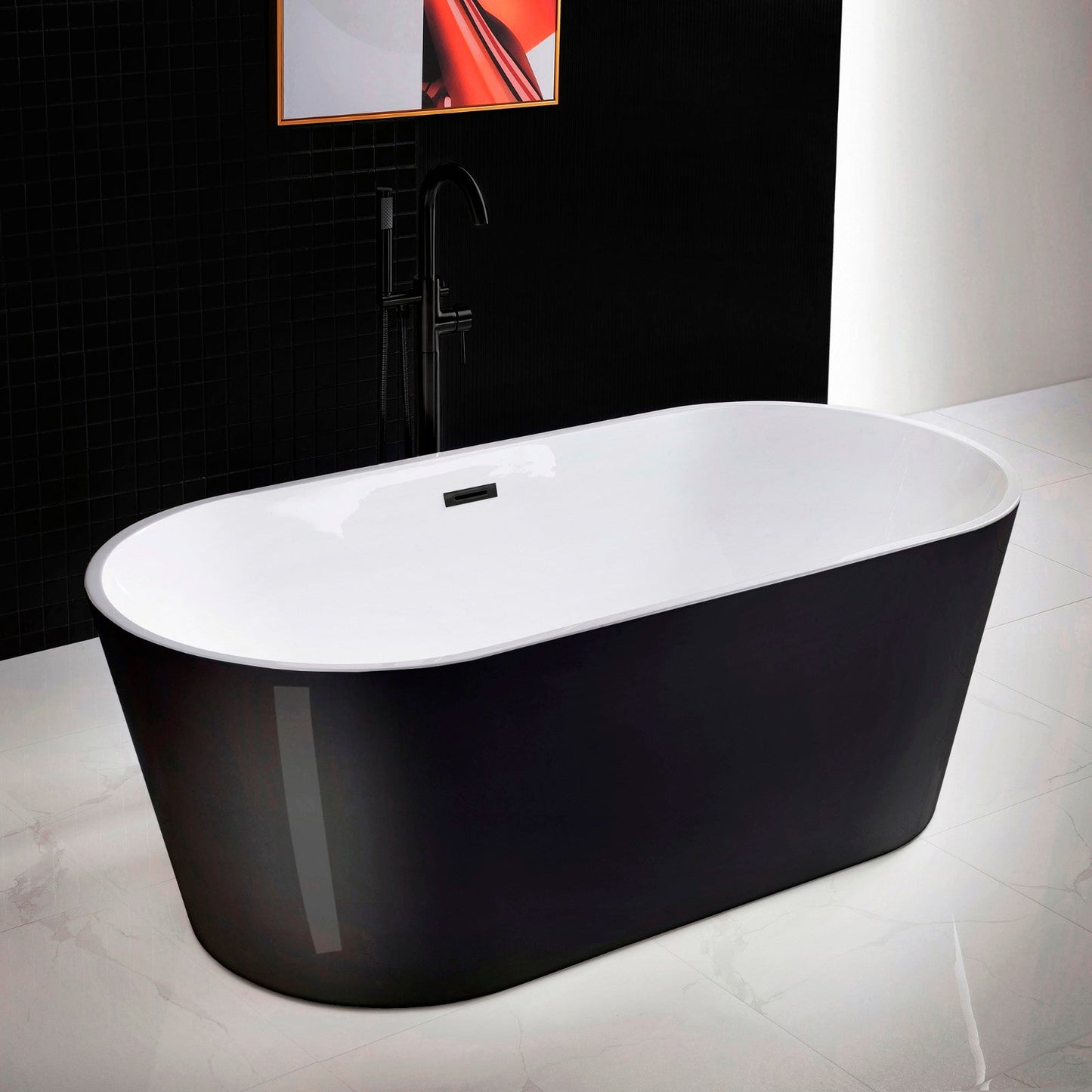 WOODBRIDGE B-1813 67" Acrylic Freestanding Bathtub Contemporary Soaking Tub