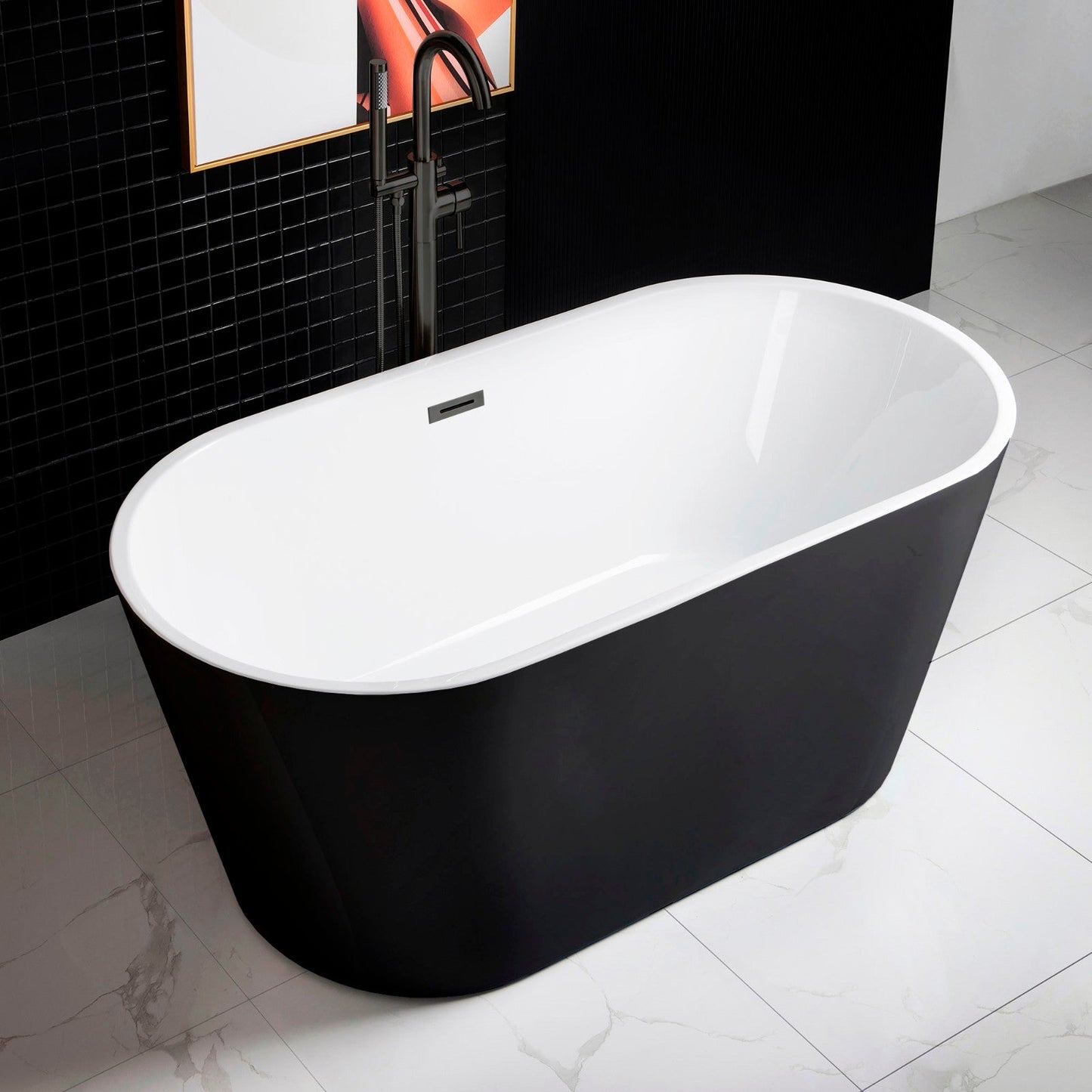 WOODBRIDGE B-1814 59" Acrylic Freestanding Bathtub Contemporary Soaking Tub
