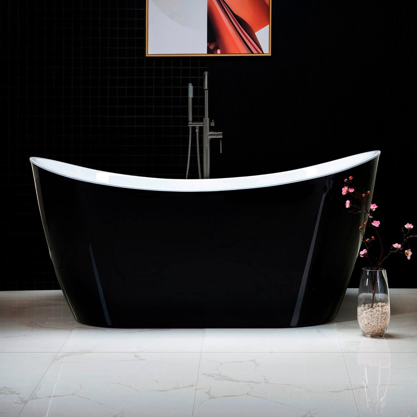 WOODBRIDGE B-1816 59" Acrylic Freestanding Bathtub Contemporary Soaking Tub