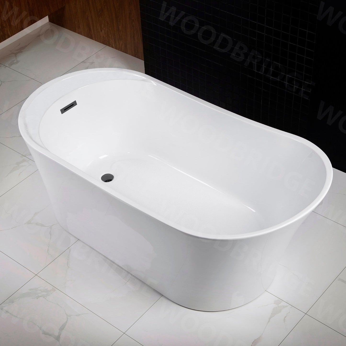 WOODBRIDGE 59" Acrylic Freestanding Bathtub Contemporary Soaking Tub