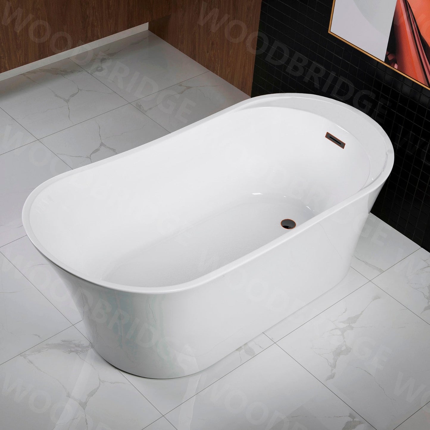 WOODBRIDGE 59" Acrylic Freestanding Bathtub Contemporary Soaking Tub