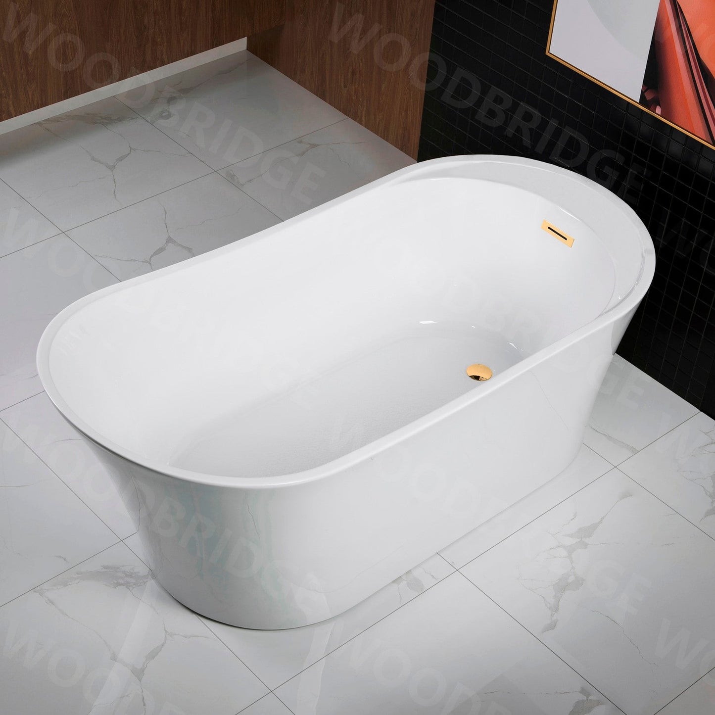 WOODBRIDGE 59" Acrylic Freestanding Bathtub Contemporary Soaking Tub