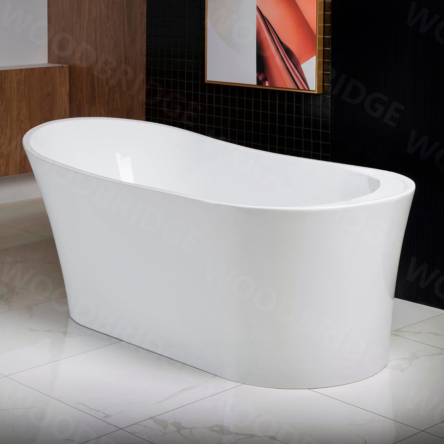 WOODBRIDGE 59" Acrylic Freestanding Bathtub Contemporary Soaking Tub