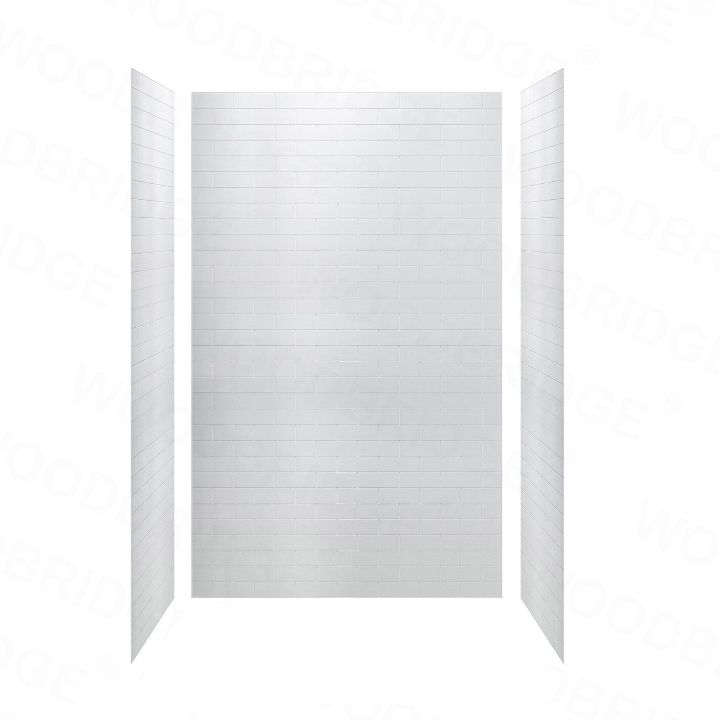 WOODBRIDGE Solid Surface 60" W x 96" H Tile Tub and Shower Wall Panel Surround, Quick Install, Cuttable, Staggered Brick Pattern
