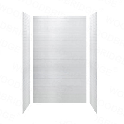WOODBRIDGE Solid Surface 60" W x 96" H Tile Tub and Shower Wall Panel Surround, Quick Install, Cuttable, Staggered Brick Pattern
