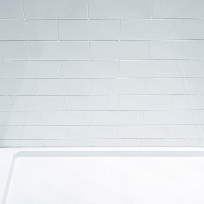 WOODBRIDGE Solid Surface 60" W x 96" H Tile Tub and Shower Wall Panel Surround, Quick Install, Cuttable, Staggered Brick Pattern