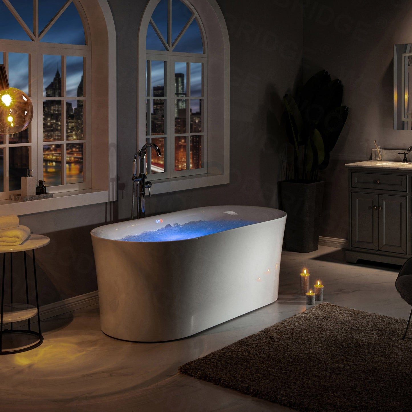 WOODBRIDGE 67" Contemporary Freestanding Acrylic Air Bubble Soaking Bathtub
