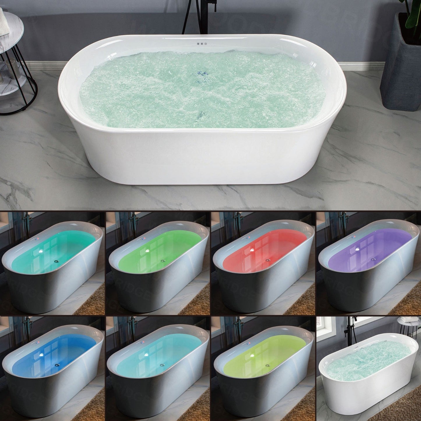 WOODBRIDGE 67" Contemporary Freestanding Acrylic Air Bubble Soaking Bathtub