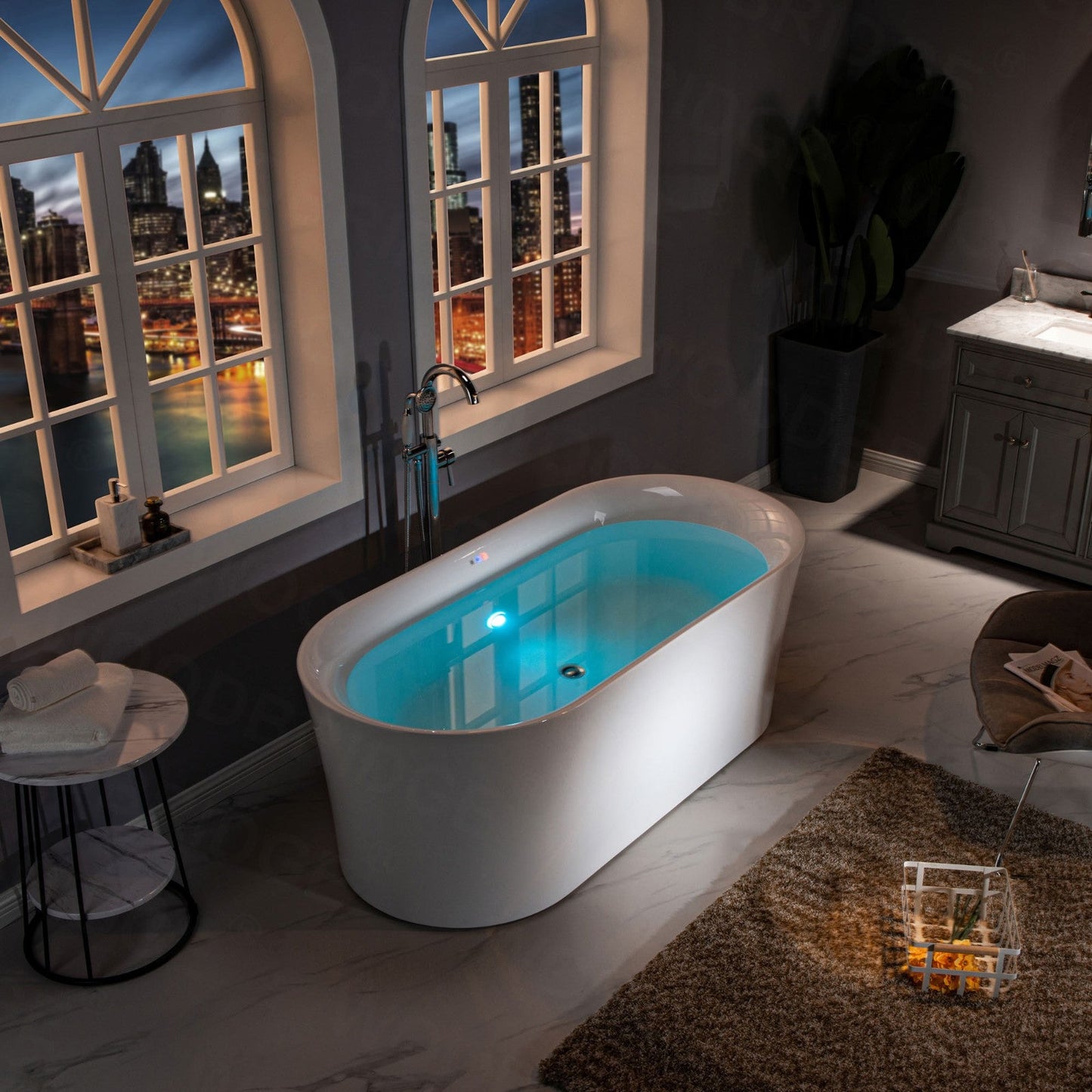 WOODBRIDGE 67" Contemporary Freestanding Acrylic Air Bubble Soaking Bathtub