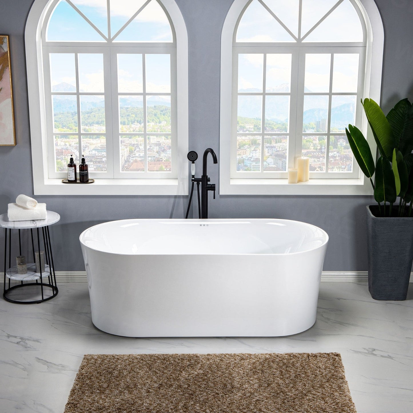 WOODBRIDGE 67" Contemporary Freestanding Acrylic Air Bubble Soaking Bathtub