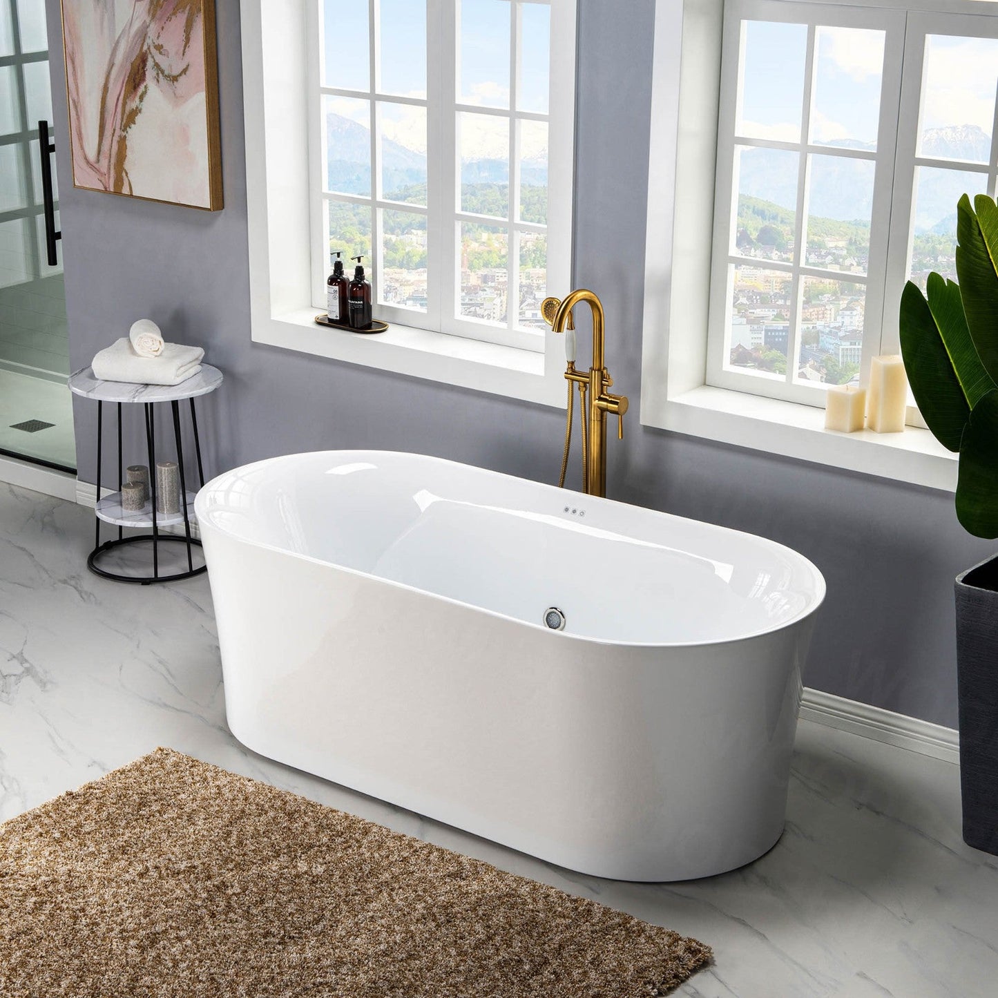 WOODBRIDGE 67" Contemporary Freestanding Acrylic Air Bubble Soaking Bathtub