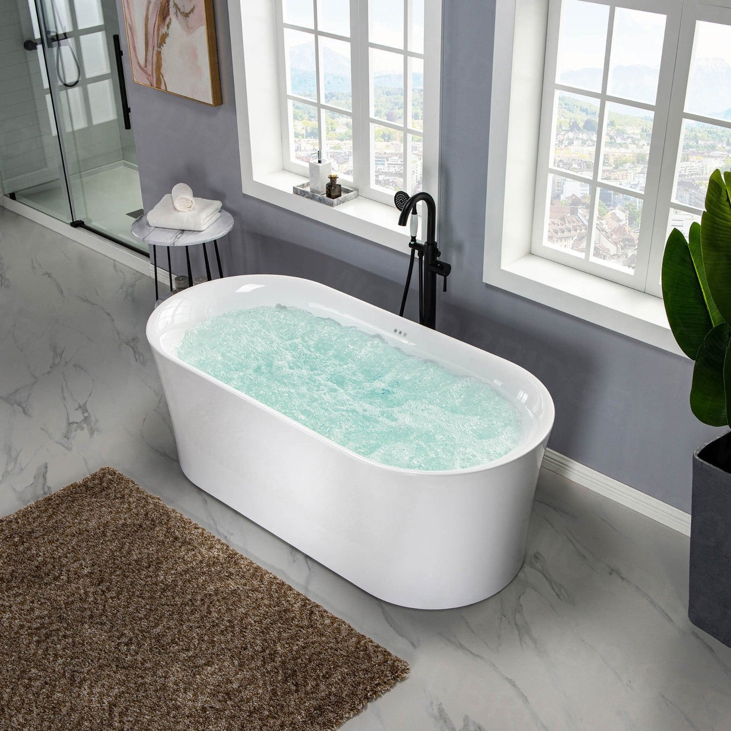 WOODBRIDGE 67" Contemporary Freestanding Acrylic Air Bubble Soaking Bathtub