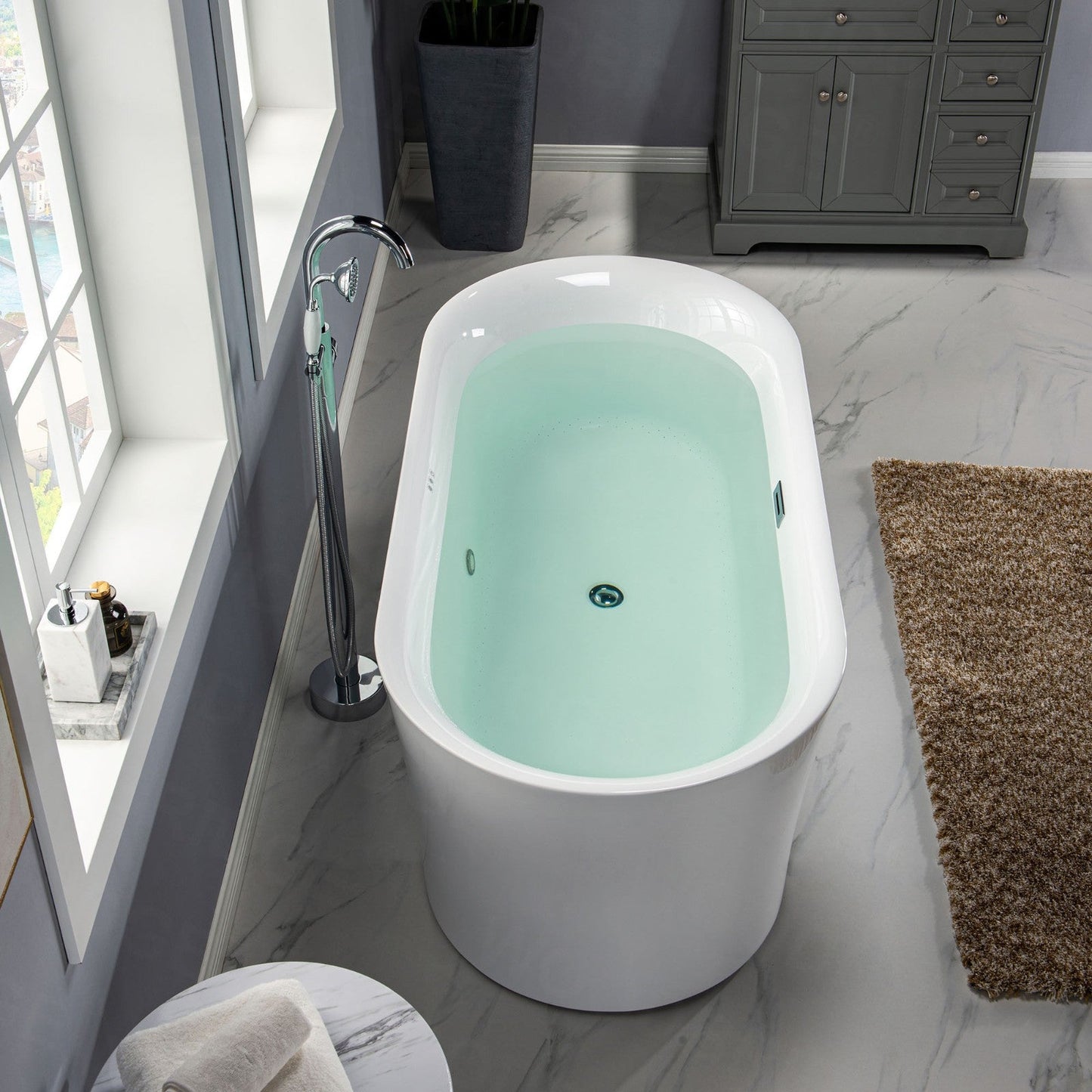 WOODBRIDGE 67" Contemporary Freestanding Acrylic Air Bubble Soaking Bathtub