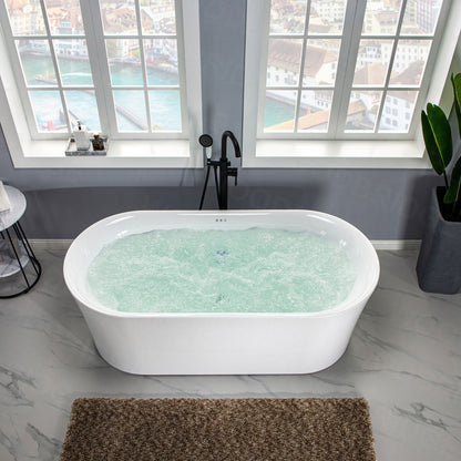 WOODBRIDGE 67" Contemporary Freestanding Acrylic Air Bubble Soaking Bathtub