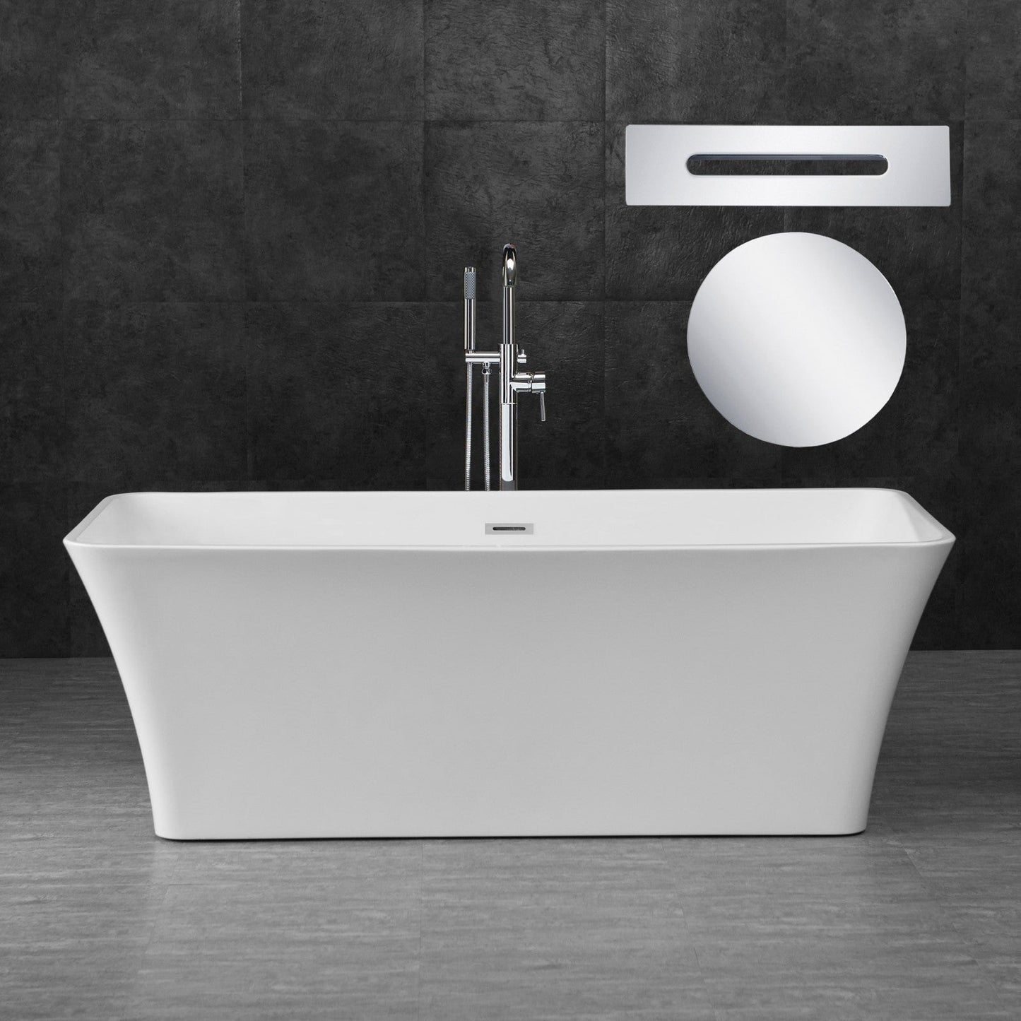 WOODBRIDGE 67" Acrylic Freestanding Bathtub Contemporary Soaking Tub