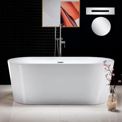 WOODBRIDGE 59" Acrylic Freestanding Bathtub Contemporary Soaking Tub