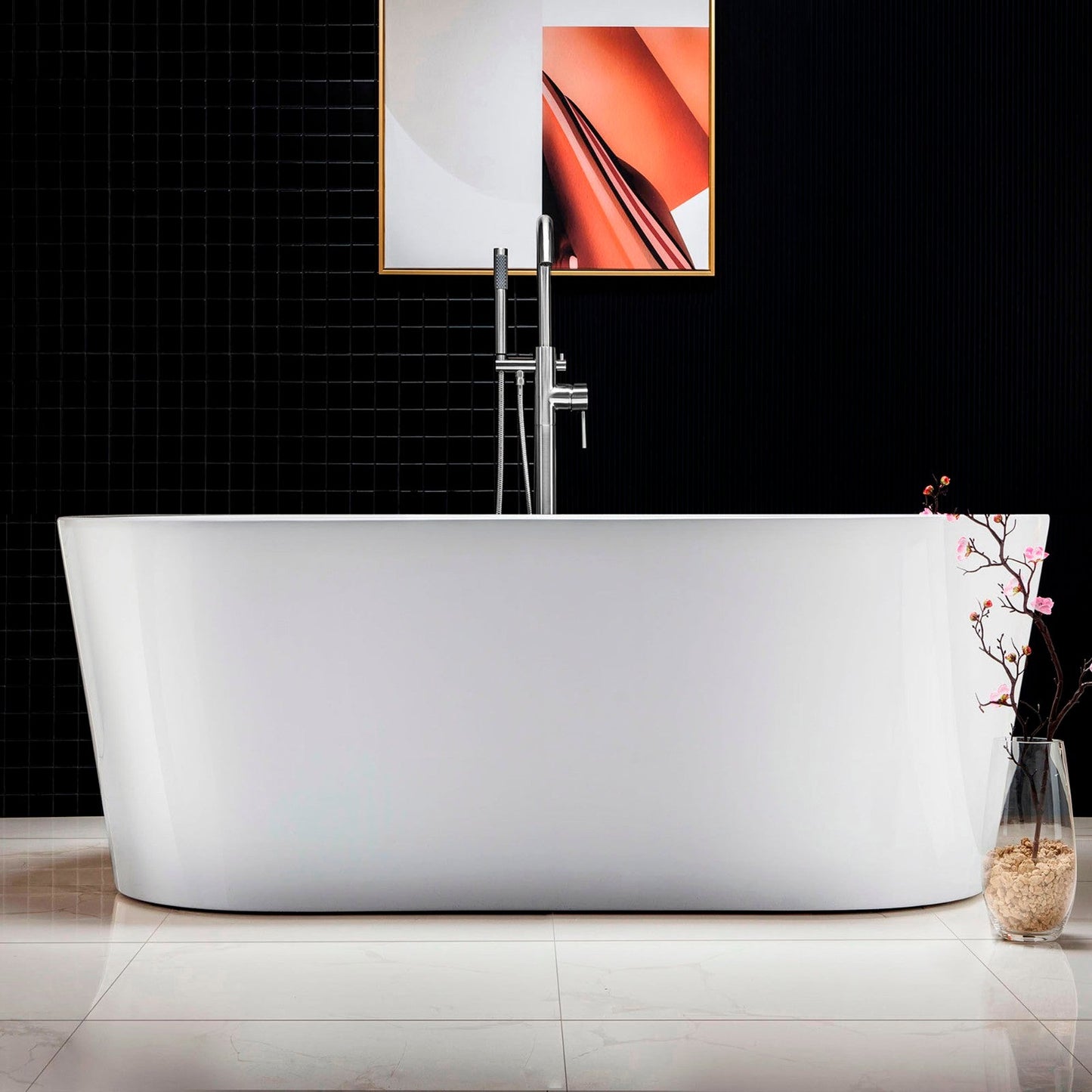 WOODBRIDGE 59" Acrylic Freestanding Bathtub Contemporary Soaking Tub