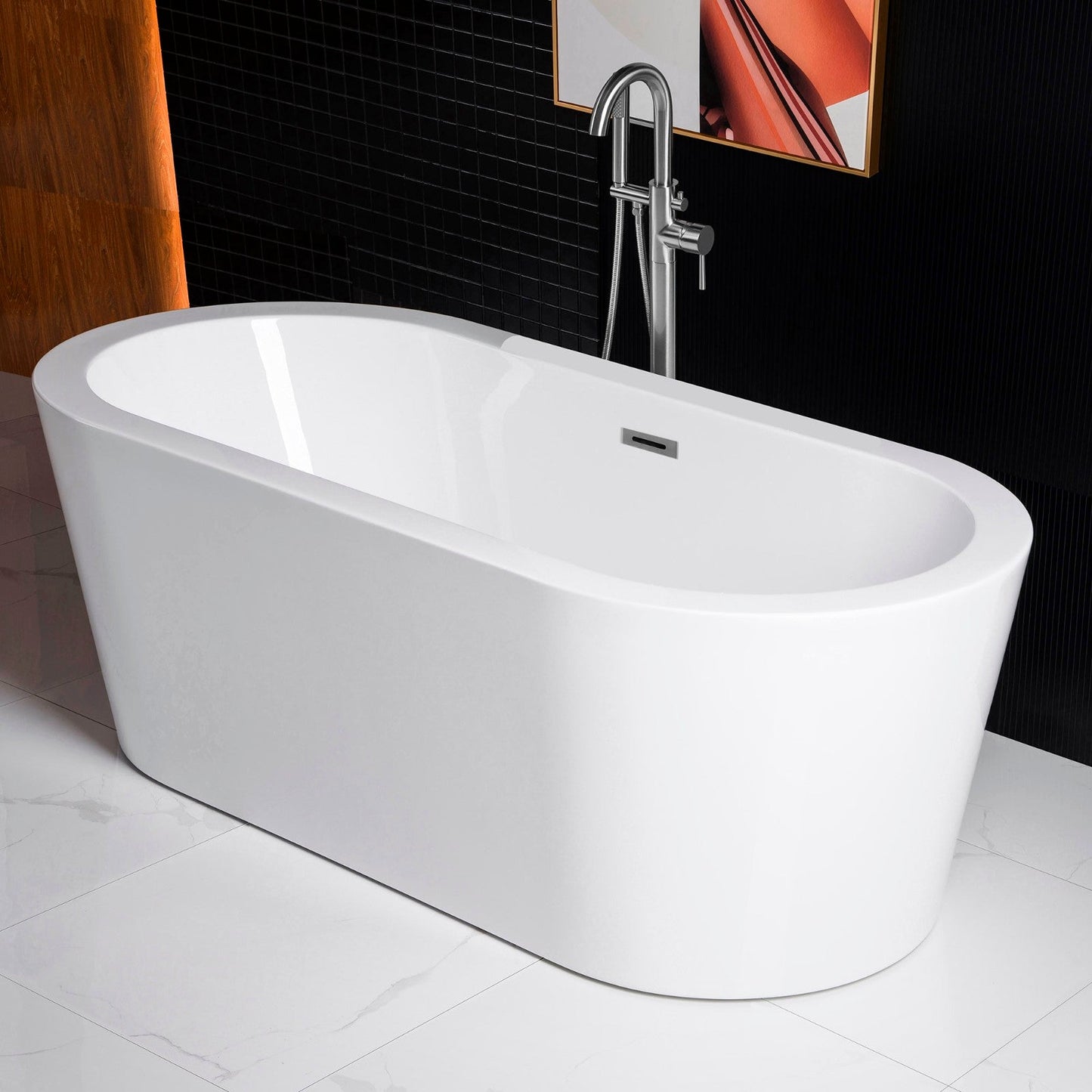 WOODBRIDGE 59" Acrylic Freestanding Bathtub Contemporary Soaking Tub