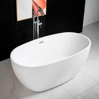 WOODBRIDGE 59" Acrylic Freestanding Bathtub Contemporary Soaking Tub