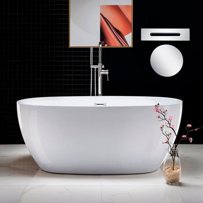 WOODBRIDGE 59" Acrylic Freestanding Bathtub Contemporary Soaking Tub