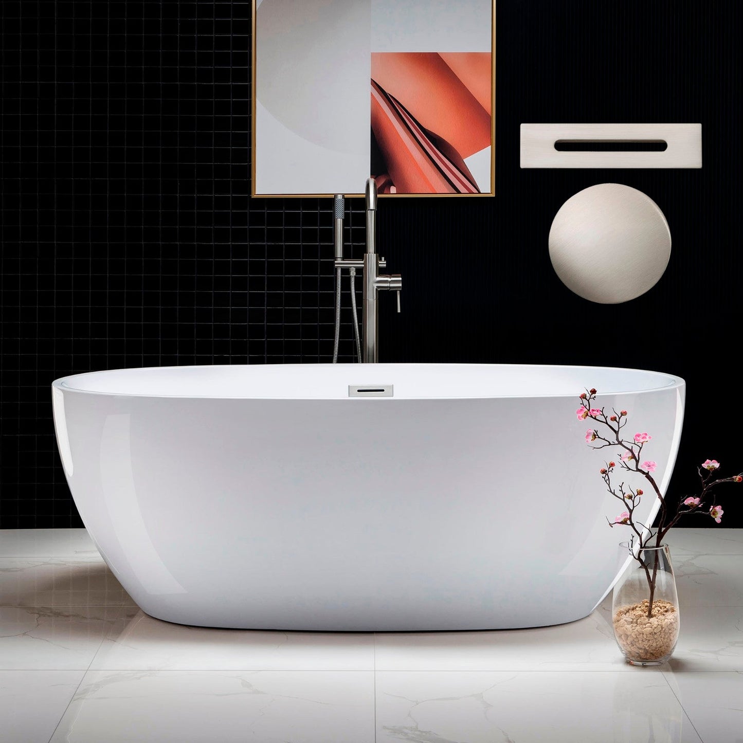 WOODBRIDGE 67" Acrylic Freestanding Bathtub Contemporary Soaking Tub