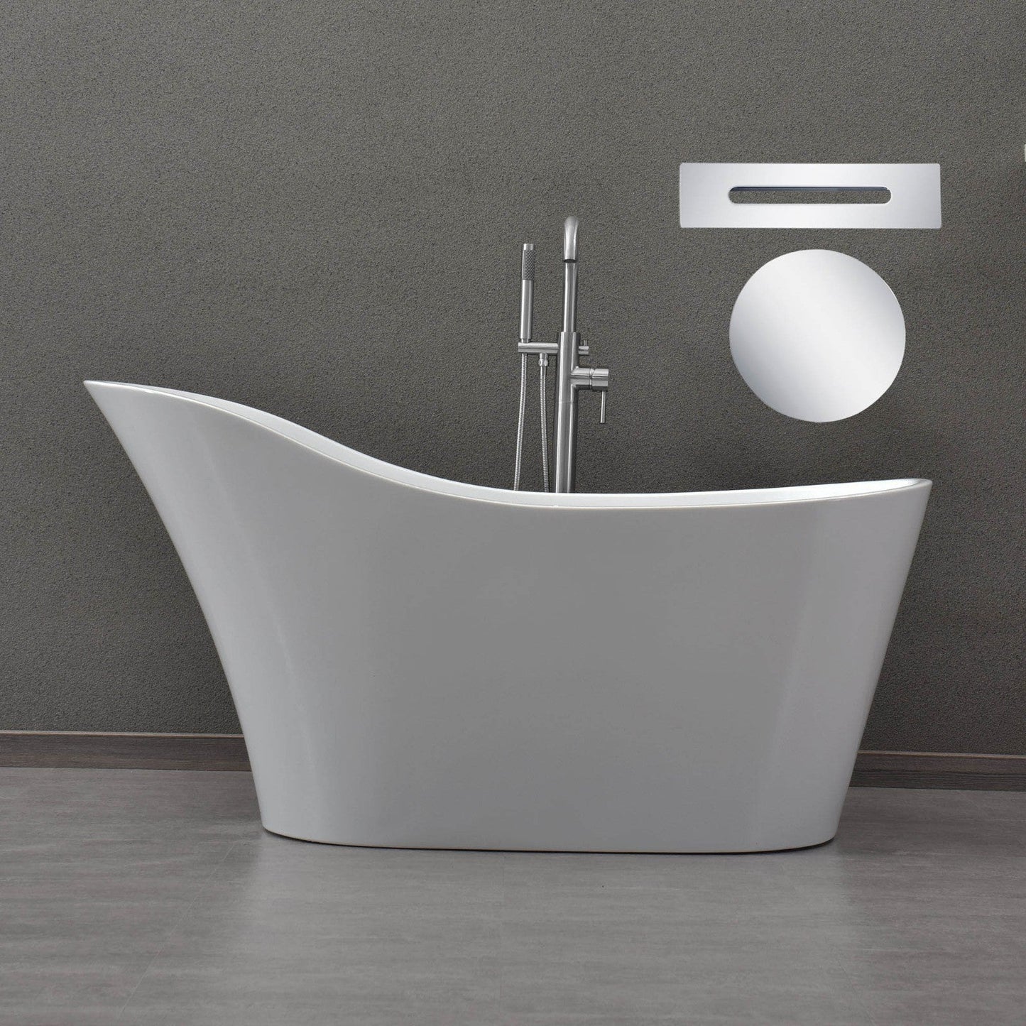 WOODBRIDGE 59" Acrylic Freestanding Bathtub Contemporary Soaking Tub