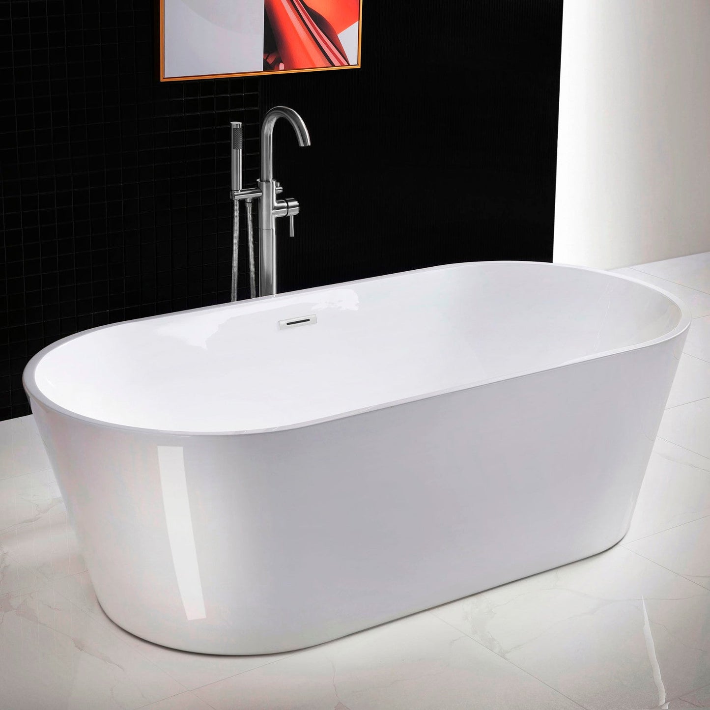 WOODBRIDGE 71" Acrylic Freestanding Bathtub Contemporary Soaking Tub