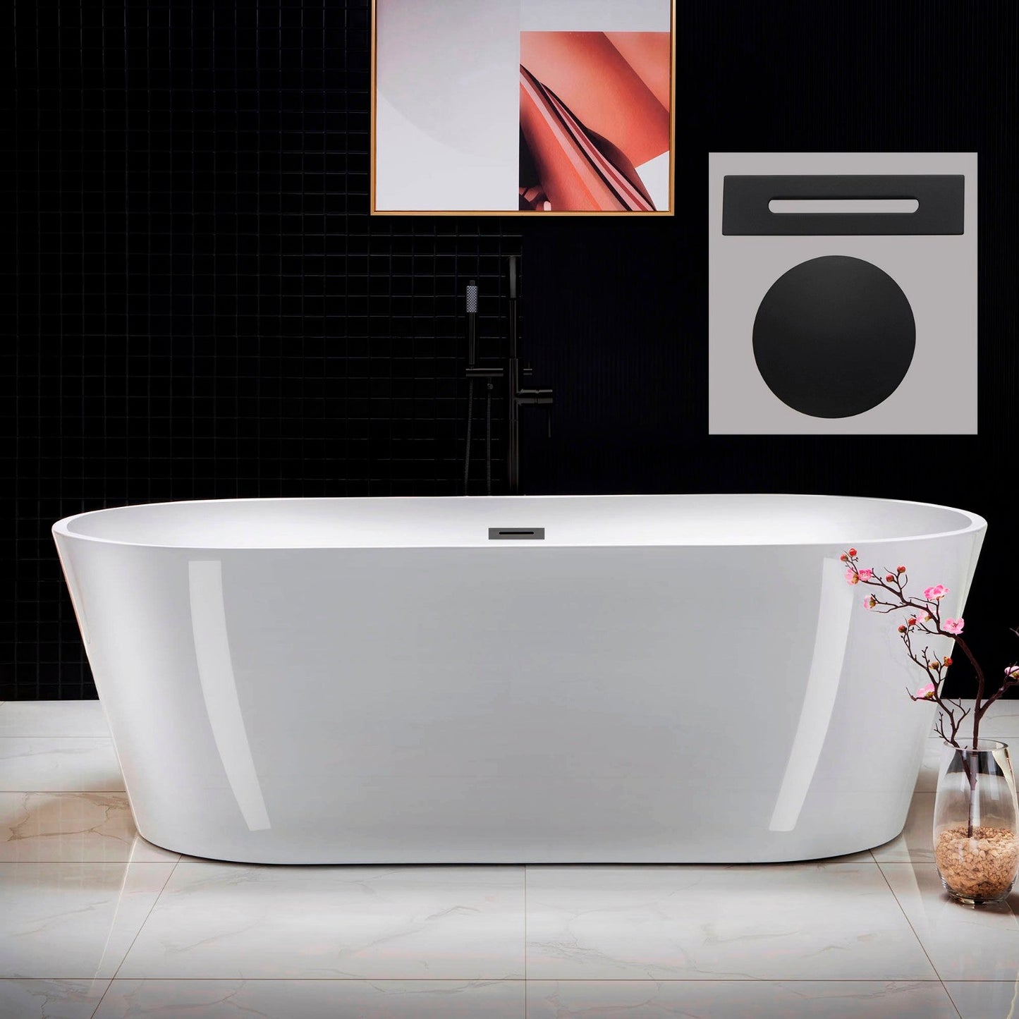 WOODBRIDGE 71" Acrylic Freestanding Bathtub Contemporary Soaking Tub