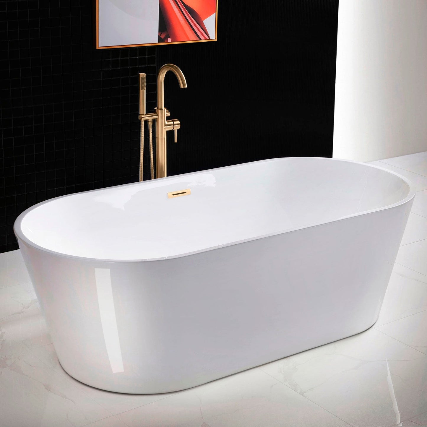 WOODBRIDGE 71" Acrylic Freestanding Bathtub Contemporary Soaking Tub