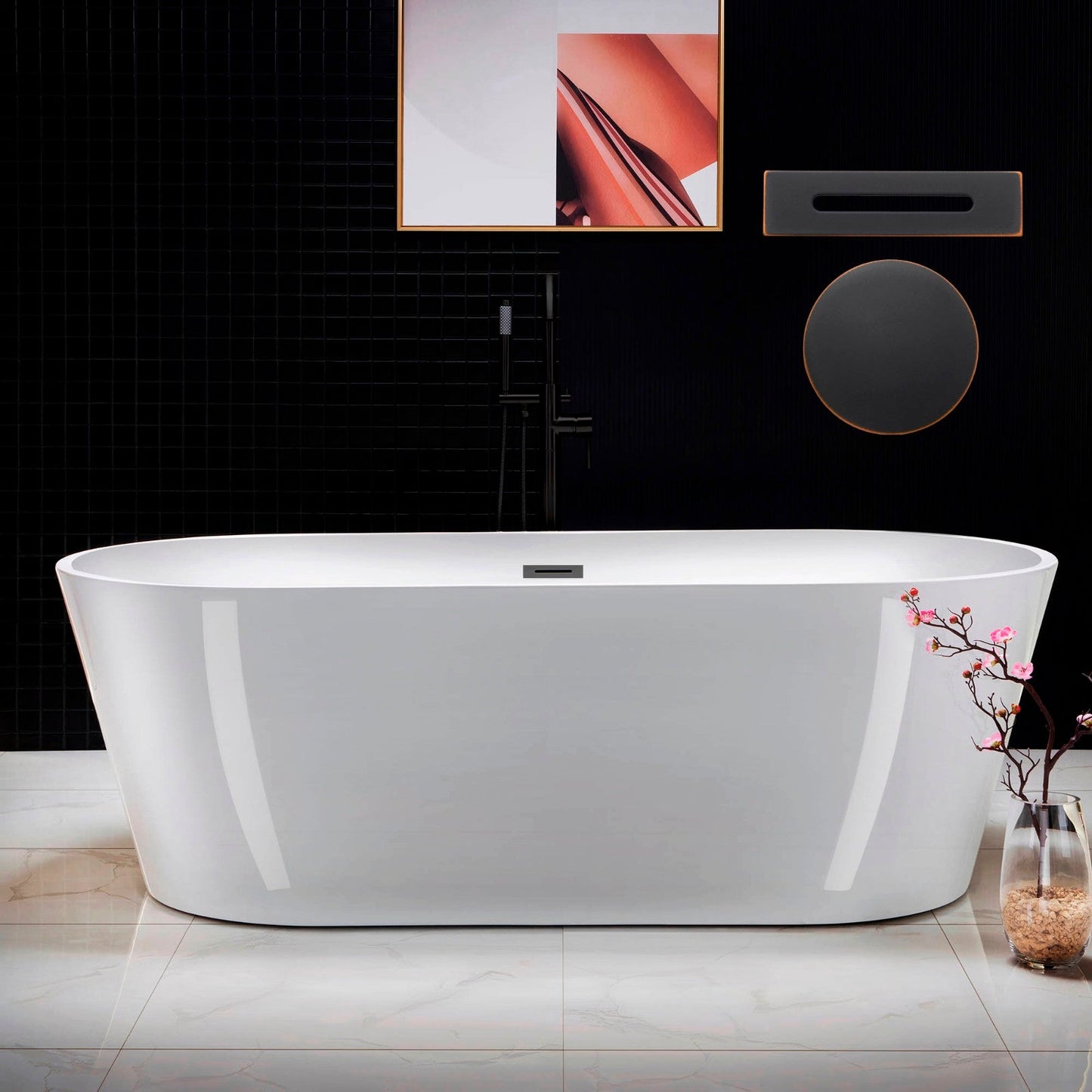 WOODBRIDGE 71" Acrylic Freestanding Bathtub Contemporary Soaking Tub