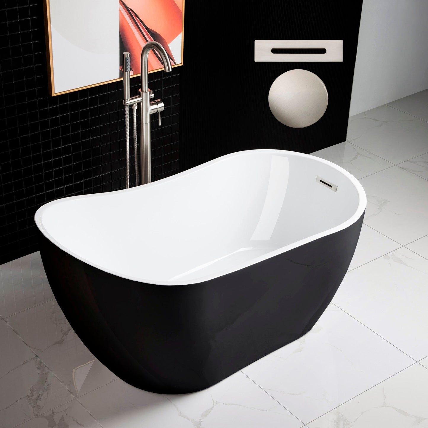 WOODBRIDGE B-1807 Acrylic Freestanding Contemporary Soaking Tub