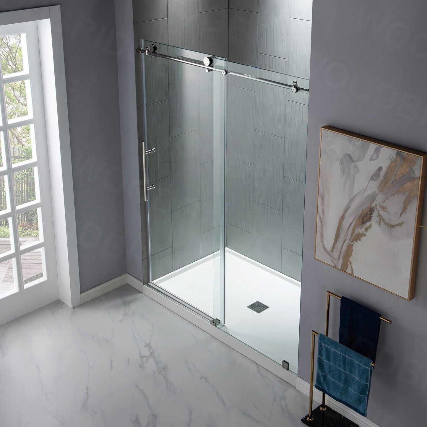 WOODBRIDGE MBSDC4876-B Frameless Shower Doors 44-48" Width x 76"Height with 3/8"(10mm) Clear Tempered Glass