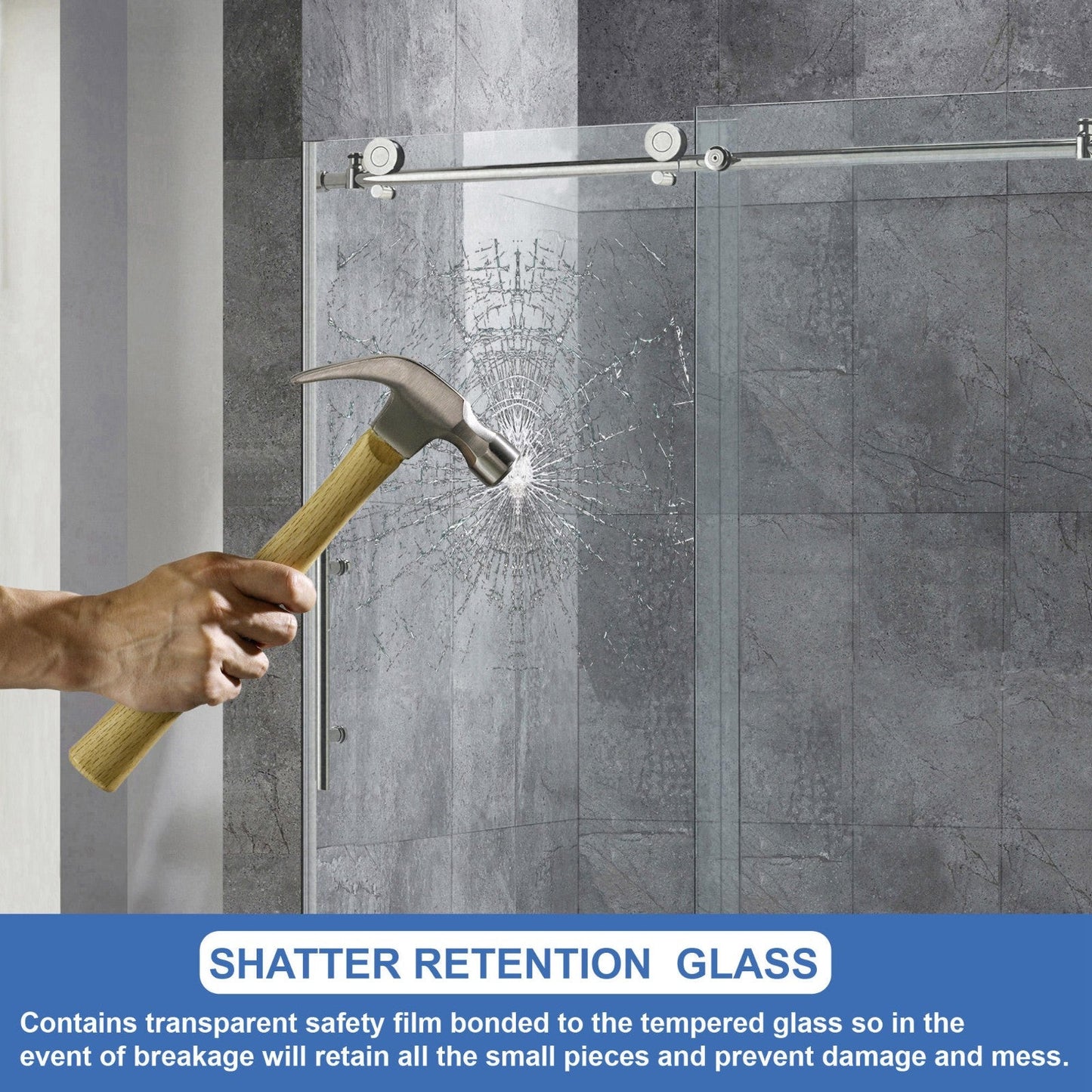 WOODBRIDGE MBSDC4876-B Frameless Shower Doors 44-48" Width x 76"Height with 3/8"(10mm) Clear Tempered Glass
