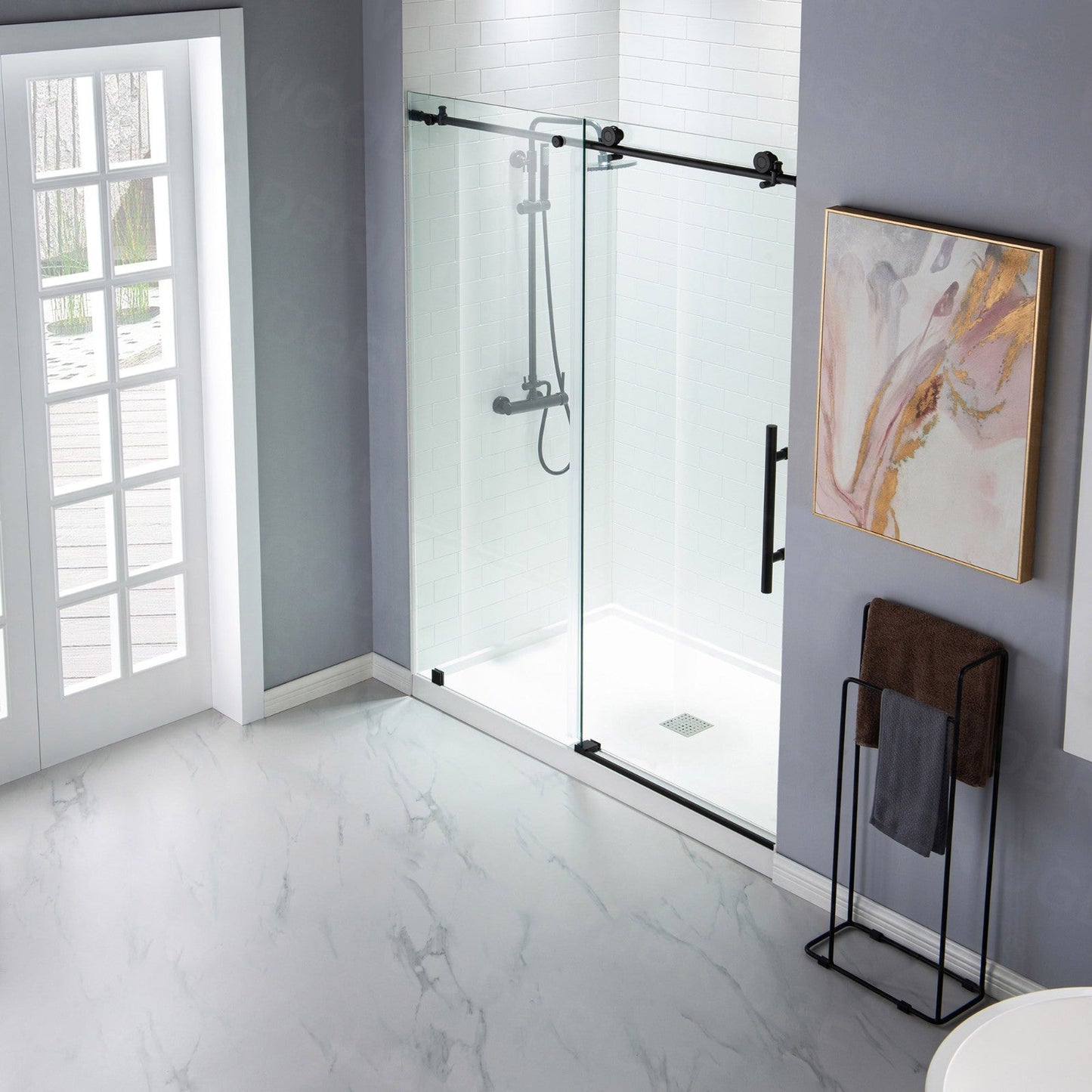 WOODBRIDGE MBSDC4876-B Frameless Shower Doors 44-48" Width x 76"Height with 3/8"(10mm) Clear Tempered Glass