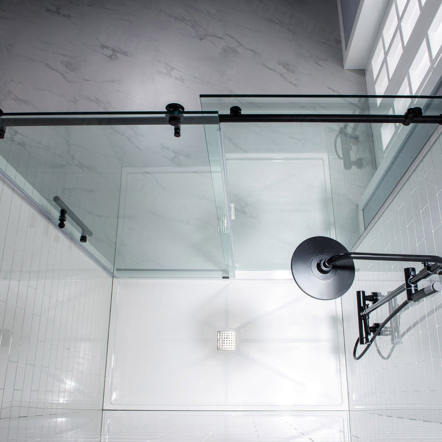 WOODBRIDGE MBSDC4876-B Frameless Shower Doors 44-48" Width x 76"Height with 3/8"(10mm) Clear Tempered Glass