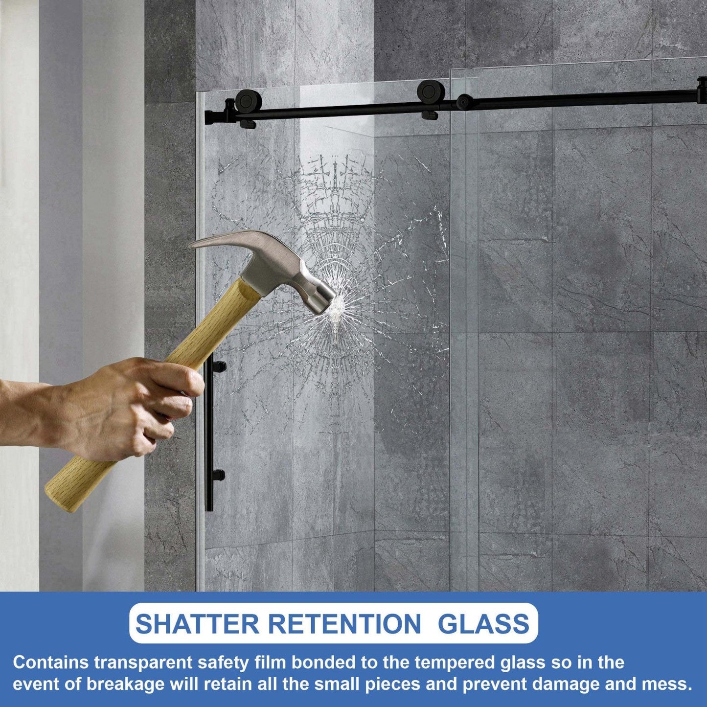 WOODBRIDGE MBSDC4876-B Frameless Shower Doors 44-48" Width x 76"Height with 3/8"(10mm) Clear Tempered Glass