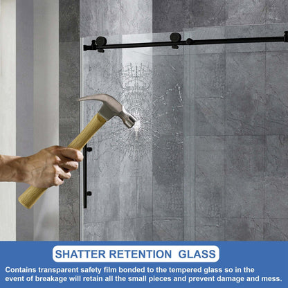 WOODBRIDGE MBSDC4876-B Frameless Shower Doors 44-48" Width x 76"Height with 3/8"(10mm) Clear Tempered Glass