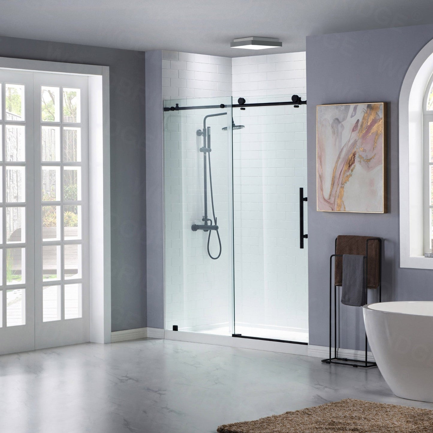WOODBRIDGE MBSDC4876-B Frameless Shower Doors 44-48" Width x 76"Height with 3/8"(10mm) Clear Tempered Glass