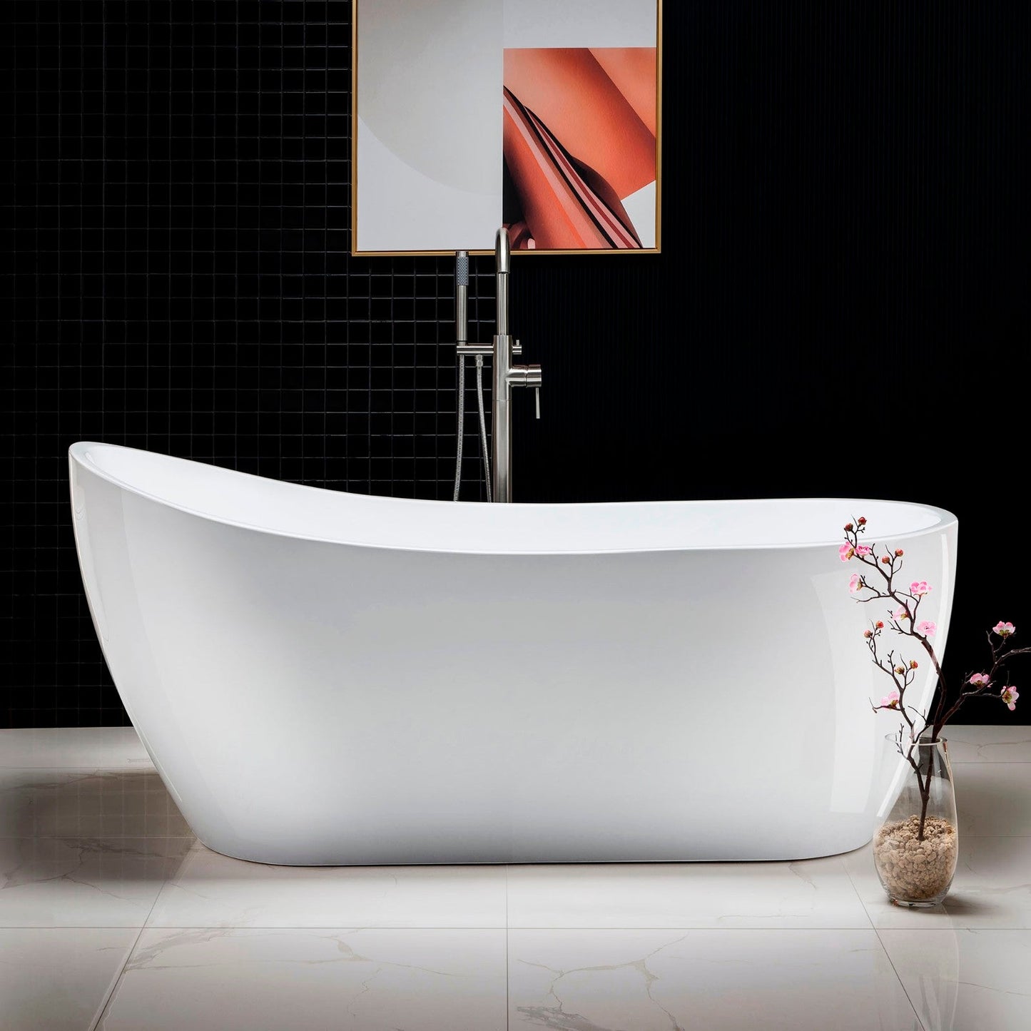 WOODBRIDGE 67" Acrylic Freestanding Bathtub Contemporary Soaking Tub