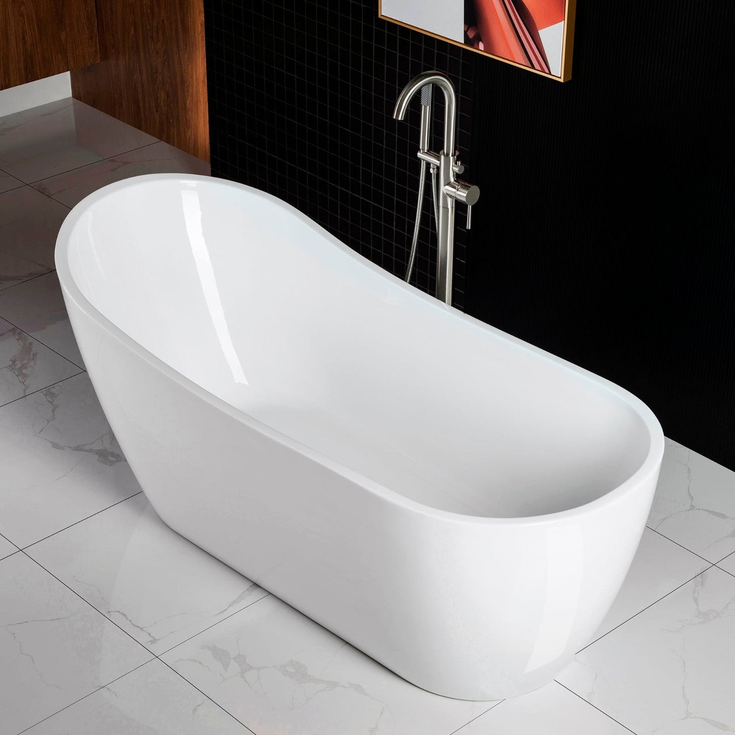 WOODBRIDGE 67" Acrylic Freestanding Bathtub Contemporary Soaking Tub